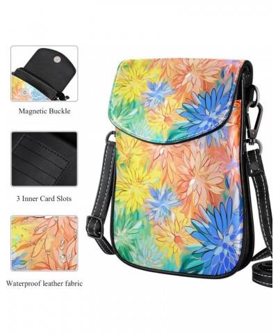 Crossbody Bags for Women,Crossbody Bag Men,Small Sling Bag,Abstract Rainbow Color Flowers Daisy,Crossbody Purse $11.37 Crossb...