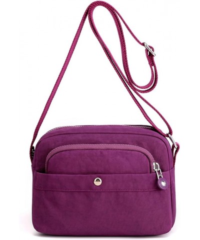 Women's bag, nylon cloth bag, horizontal shoulder bag, women's casual cross-body bag Purple $20.88 Shoulder Bags