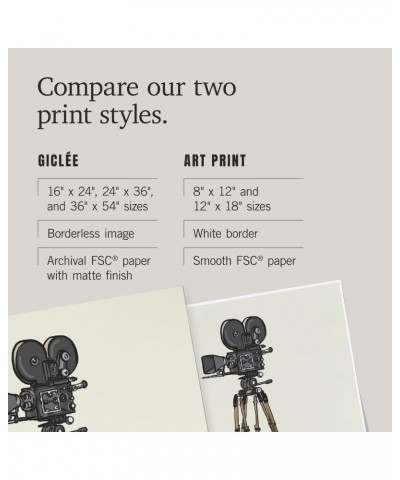 24x36 Inch Giclee Art Print Wall Decor, Los Angeles, California, Movie Camera $23.50 Totes