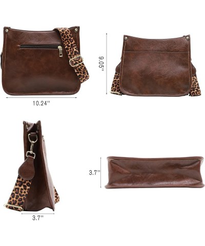 Vegan Leather Purse Medium Size Crossbody Bags for Women with Leopard Guitar Strap Coffee1 $15.04 Crossbody Bags