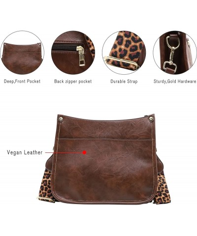 Vegan Leather Purse Medium Size Crossbody Bags for Women with Leopard Guitar Strap Coffee1 $15.04 Crossbody Bags