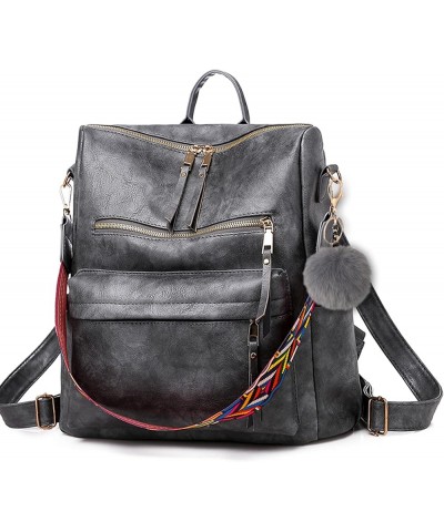 Leather Women Backpack Purse Fashion Large Multipurpose Convertible Designer Backpack Shoulder Bag Handbags Ladies Grey $14.6...