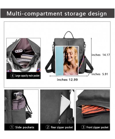 Leather Women Backpack Purse Fashion Large Multipurpose Convertible Designer Backpack Shoulder Bag Handbags Ladies Grey $14.6...