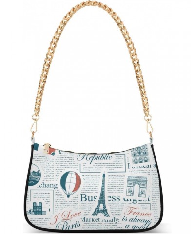 Eiffel Tower Paris Retro Style Shoulder Bag Purse for Women Tote Handbag with Zipper Closure $12.40 Totes