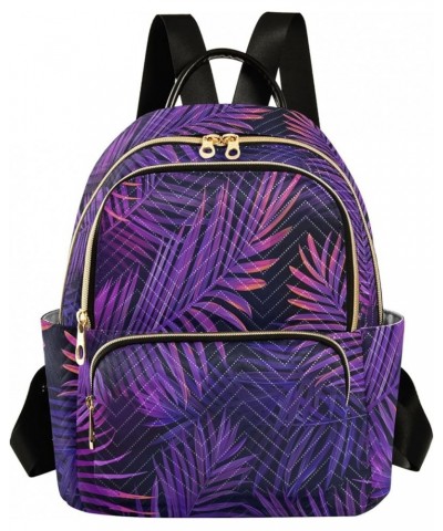 Travel Backpack Purse for Women Fashion Anti-theft Work Casual Purple Palm Leaf Daypack Shoulder Bag Medium Size Medium $18.8...