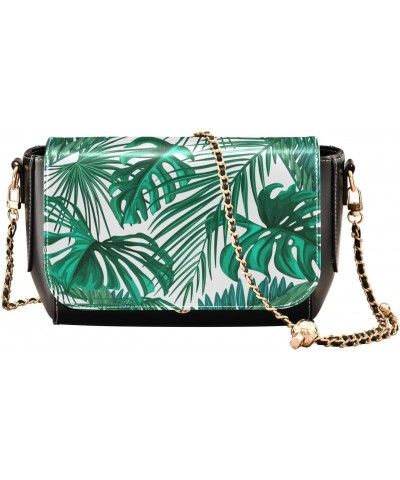 Palm Leaves Crossbody Bags for Women Leather Purse Shoulder Bag Handbag for Gifts Daily Work $18.00 Shoulder Bags