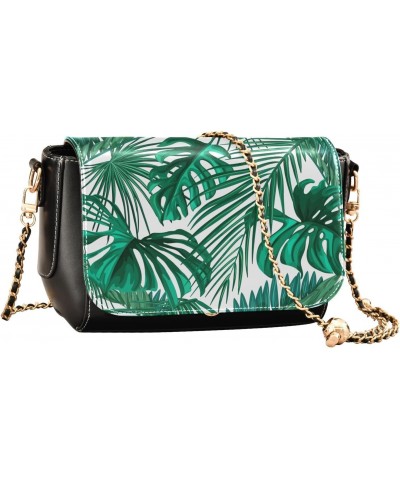 Palm Leaves Crossbody Bags for Women Leather Purse Shoulder Bag Handbag for Gifts Daily Work $18.00 Shoulder Bags