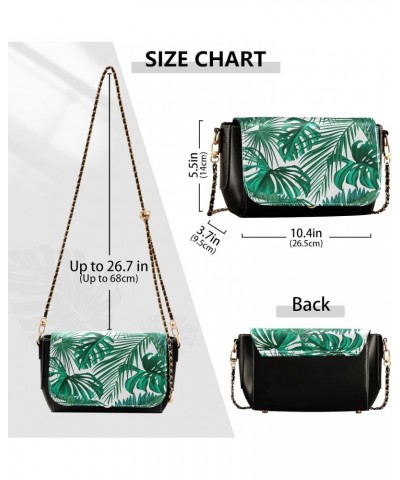 Palm Leaves Crossbody Bags for Women Leather Purse Shoulder Bag Handbag for Gifts Daily Work $18.00 Shoulder Bags