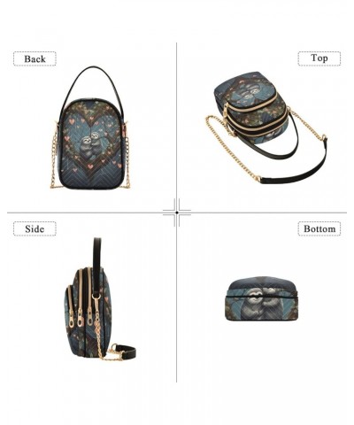 Marble Texture Trendy Crossbody Bags for Women Women's Shoulder Handbags Valentine's Day Sloths Heart $12.83 Shoulder Bags