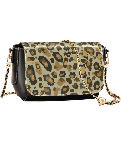 Crossbody Handbag Retro Brown Leopard Print PU Leather Shoulder Bag Sturdy Travel Pouch Compact Chic Bag for Women Everyday U...