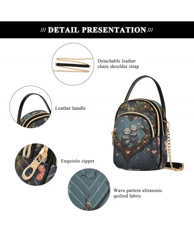 Marble Texture Trendy Crossbody Bags for Women Women's Shoulder Handbags Valentine's Day Sloths Heart $12.83 Shoulder Bags