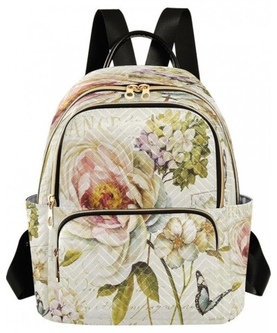 Vintage Rose Floral Women Backpack Purse Ladies Fashion Shoulder Bag Daypack Travel Bag 10L Medium $20.29 Backpacks