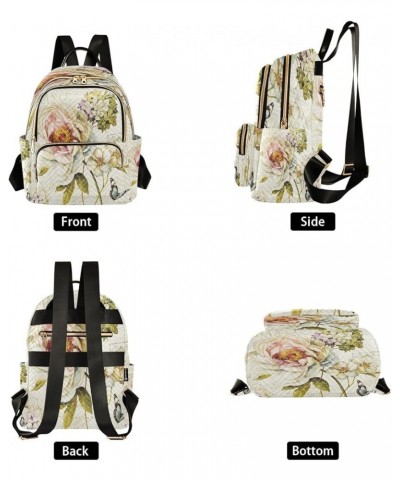 Vintage Rose Floral Women Backpack Purse Ladies Fashion Shoulder Bag Daypack Travel Bag 10L Medium $20.29 Backpacks