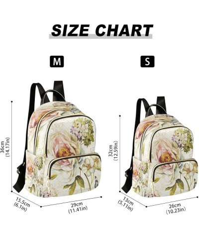 Vintage Rose Floral Women Backpack Purse Ladies Fashion Shoulder Bag Daypack Travel Bag 10L Medium $20.29 Backpacks