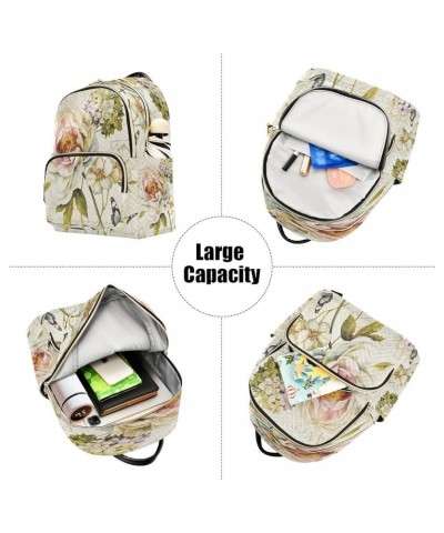 Vintage Rose Floral Women Backpack Purse Ladies Fashion Shoulder Bag Daypack Travel Bag 10L Medium $20.29 Backpacks