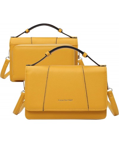 Small Crossbody Cell Phone Bag for Women, Mini Over Shoulder Handbag Purse with Credit Card Slots D-yellow $11.76 Crossbody Bags