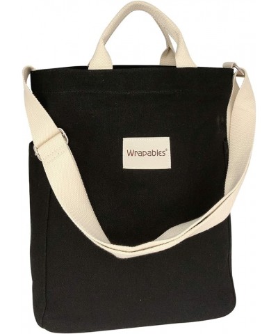 Canvas Tote Bag for Women, Casual Cross Body Shoulder Handbag Black $13.62 Totes