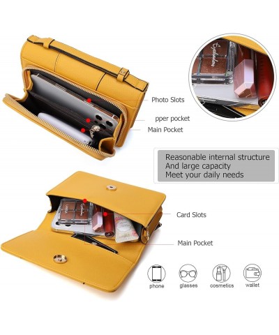 Small Crossbody Cell Phone Bag for Women, Mini Over Shoulder Handbag Purse with Credit Card Slots D-yellow $11.76 Crossbody Bags