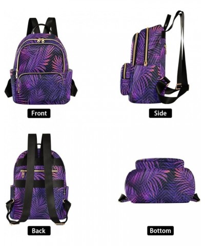 Travel Backpack Purse for Women Fashion Anti-theft Work Casual Purple Palm Leaf Daypack Shoulder Bag Medium Size Medium $18.8...