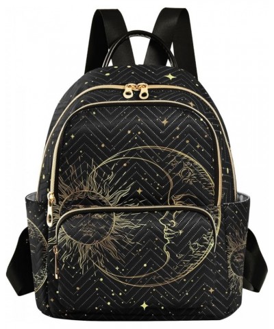 Golden Sun Moon Stars Boho Small Backpack Purse for Women Travel Bag Fashion Daypack Back Pack Shoulder Bag Multicolor Small ...