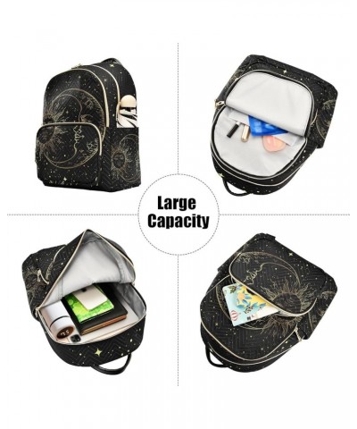 Golden Sun Moon Stars Boho Small Backpack Purse for Women Travel Bag Fashion Daypack Back Pack Shoulder Bag Multicolor Small ...