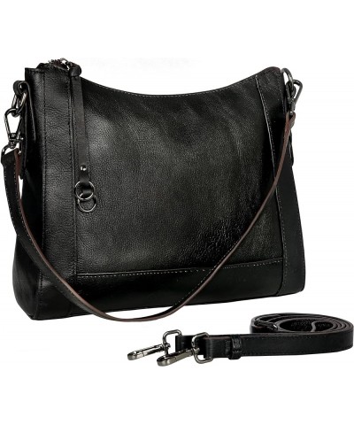 Genuine Leather Crossbody Bags for Women Satchel Purse Hobo Handbag Ladies Vintage Shoulder Bag Work Black $33.30 Shoulder Bags