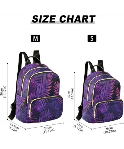 Travel Backpack Purse for Women Fashion Anti-theft Work Casual Purple Palm Leaf Daypack Shoulder Bag Medium Size Medium $18.8...