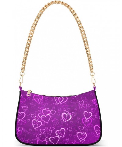 Valentines Day Shoulder Bag Magic Purple Heart Romantic Women Clutch Handbag Shoulder Purch Boho Bag Date Chain Bag Tote Bag ...