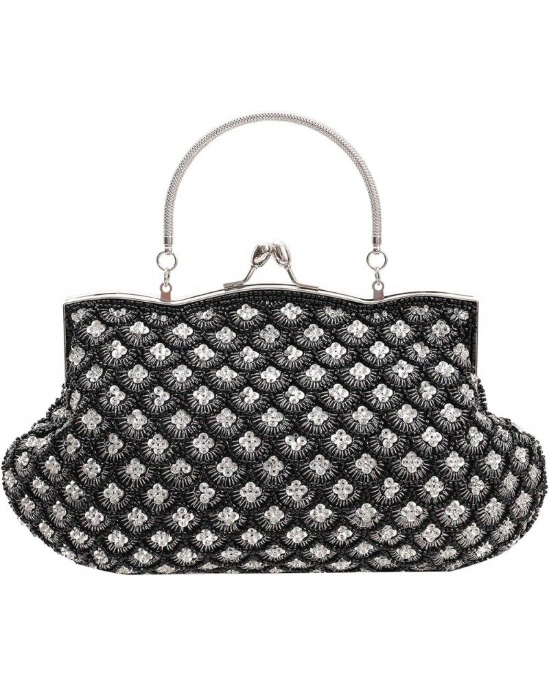 1920s Women Vintage Beaded Sequin Fish Scale Evening Purse Clutch Bags Prom Cocktail Party Handbags Black Style1 $14.19 Eveni...