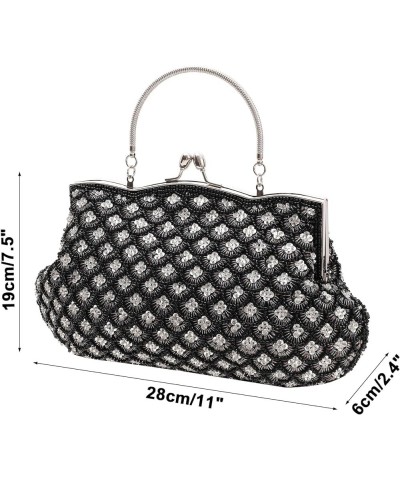 1920s Women Vintage Beaded Sequin Fish Scale Evening Purse Clutch Bags Prom Cocktail Party Handbags Black Style1 $14.19 Eveni...