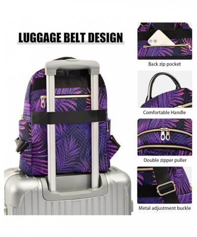 Travel Backpack Purse for Women Fashion Anti-theft Work Casual Purple Palm Leaf Daypack Shoulder Bag Medium Size Medium $18.8...