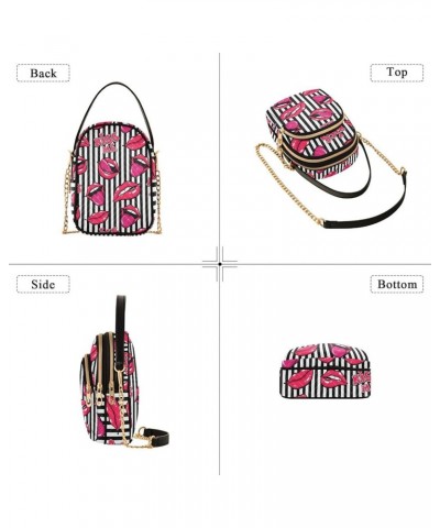 Lips Usa Flag Crossbody Bags for Women Quilted Chain Crossbody Purses Trendy Cross Body Phone Purse Handbag Lips 13 $11.70 Cr...