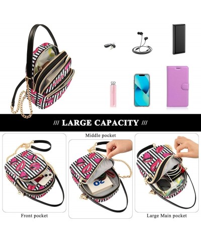 Lips Usa Flag Crossbody Bags for Women Quilted Chain Crossbody Purses Trendy Cross Body Phone Purse Handbag Lips 13 $11.70 Cr...