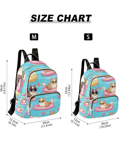 Small Backpack Purse for Women, Cat on Swimming Ring Travel Bag Casual Daypack Shoulder Bag Small $15.12 Backpacks