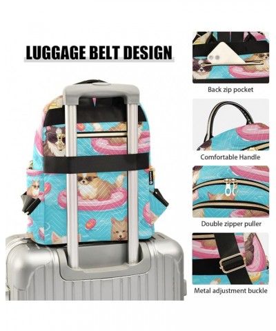 Small Backpack Purse for Women, Cat on Swimming Ring Travel Bag Casual Daypack Shoulder Bag Small $15.12 Backpacks