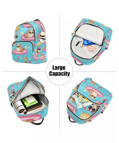 Small Backpack Purse for Women, Cat on Swimming Ring Travel Bag Casual Daypack Shoulder Bag Small $15.12 Backpacks