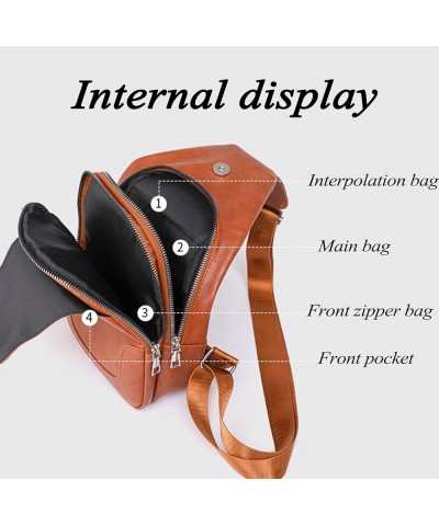 Sling Bag for Women Leather Cross Body Bag Small Crossbody Purse Trendy Travel Chest Bag with Adjustable Guitar Strap (Beige)...