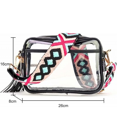 Crossbody Bag Waterproof PVC Ladies Handbag Casual Fashion Woven Wide Strap Portable Simple for Girls Shopping Black $12.17 S...