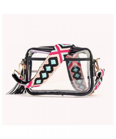 Crossbody Bag Waterproof PVC Ladies Handbag Casual Fashion Woven Wide Strap Portable Simple for Girls Shopping Black $12.17 S...