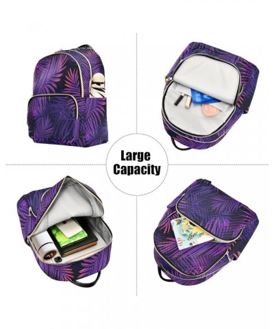 Travel Backpack Purse for Women Fashion Anti-theft Work Casual Purple Palm Leaf Daypack Shoulder Bag Medium Size Medium $18.8...