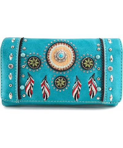 Tribal Dream Catcher Feather Embroidery CCW Concealed Carry Handbag Turquoise Wallet Only $25.23 Totes