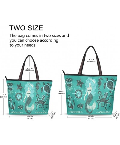 QMXO Ocean Mermaid Octopus Handbags and Purse for Women Tote Bag Large Capacity Top Handle Shopper Shoulder Bag $12.65 Totes