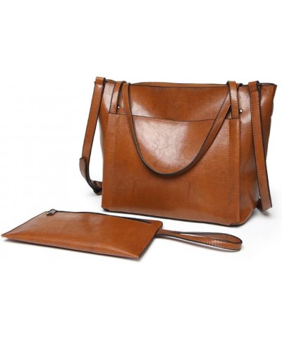 Women's Tote Bag Fashionable Retro Large Bag Single Shoulder Crossbody Bag Simple Portable Bag Brown $18.49 Totes