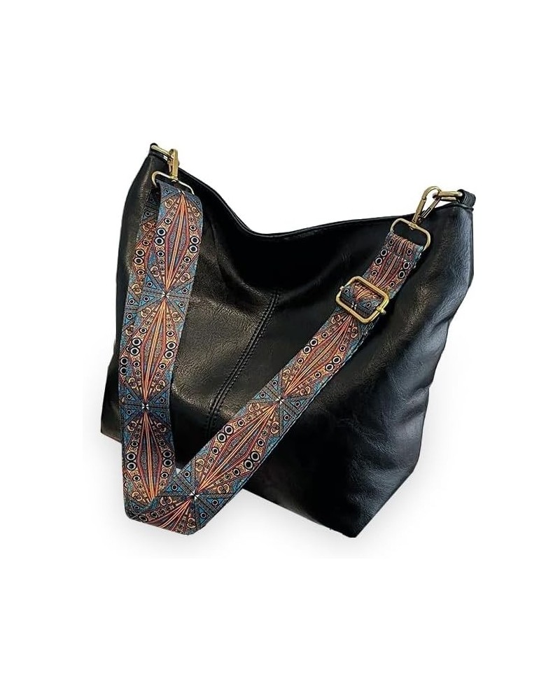 Stylish Hobo Shoulder Bags with Adjustable Strap, Big Tote, PU Leather Crossbody Slingbag Black $20.40 Totes