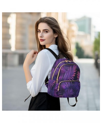 Travel Backpack Purse for Women Fashion Anti-theft Work Casual Purple Palm Leaf Daypack Shoulder Bag Medium Size Medium $18.8...