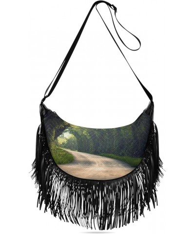 Women Fringe Tassel Cross Body Bag Secluded Trail Leisure Shoulder Bag Color044 $13.48 Crossbody Bags