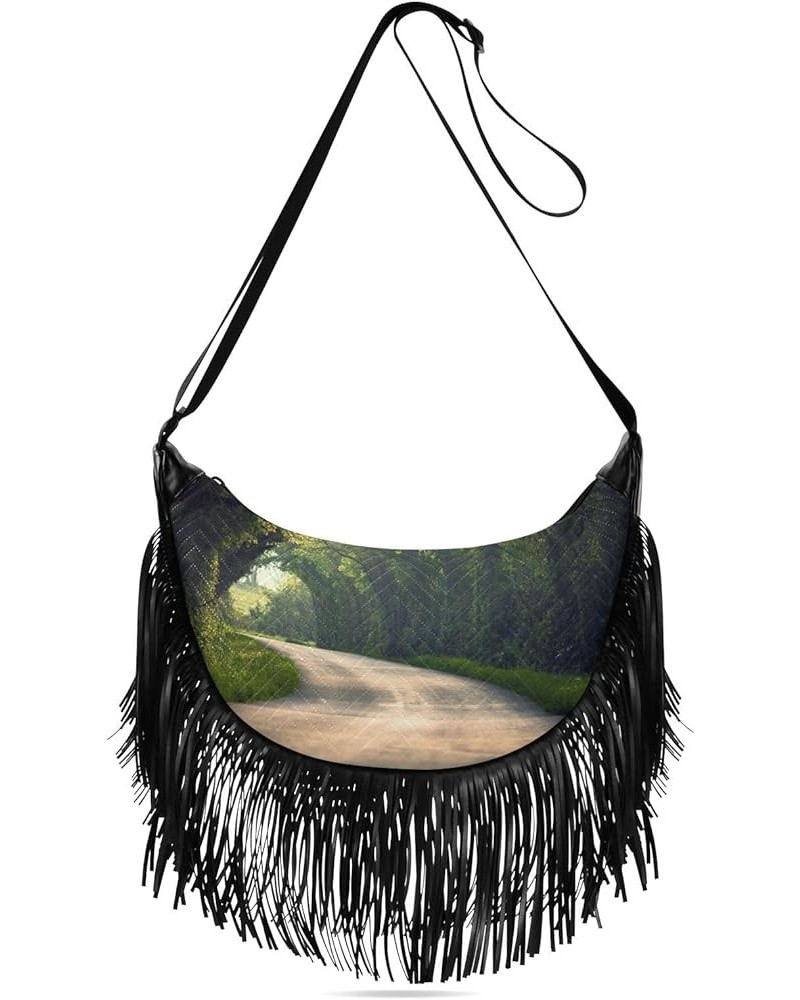 Women Fringe Tassel Cross Body Bag Secluded Trail Leisure Shoulder Bag Color044 $13.48 Crossbody Bags