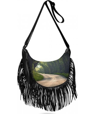 Women Fringe Tassel Cross Body Bag Secluded Trail Leisure Shoulder Bag Color044 $13.48 Crossbody Bags