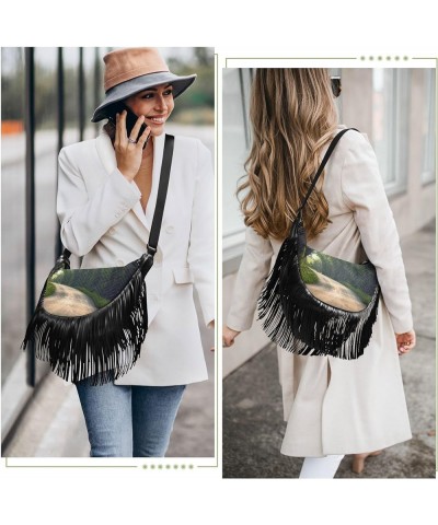 Women Fringe Tassel Cross Body Bag Secluded Trail Leisure Shoulder Bag Color044 $13.48 Crossbody Bags