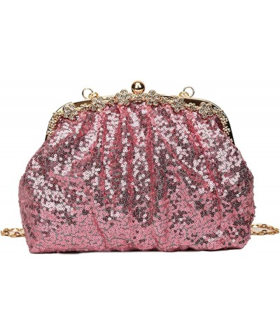 Designer Women Sequins Chic Crossbody Bags Wedding Evening Clutch Lady Chain Shoulder Bags Glitter Handbags And Purses Pink $...